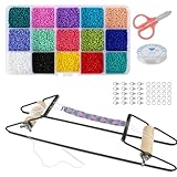 SagaSave Perlenwebrahmen Satz mit 15 Farben Perlen, Perlen Loom Webrahmen Perlenwebstuhl Kit Strickmaschine für DIY Handgemachte Schmuck Armbänder (Schwarz)