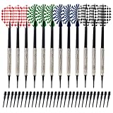 Elalove Unisex-Adult 12 Stück Soft Dartpfeile 14g mit Kunststoffspitze – Inklusive 100 Ersatzspitzen – Leicht und langlebig für Dartspiel, Bunt, 15 x 3 cm