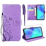AROYI Lederhülle Kompatibel mit Huawei P30 Lite Flip Hülle und Schutzfolie, Wallet Case Handyhülle PU Leder Tasche Case Kartensteckplätzen Schutzhülle Kompatibel mit Huawei P30 Lite