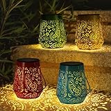 OxyLED Solar Laternen für Draußen, Gartendeko für Draußen 4 Stück IP44 Wasserdicht Metall Solarlaterne für Außen Solarlampen für Außen Balkon Deko Laterne Outdoor Deko für Terrasse Balkon Garten Patio