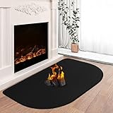 Feuerfeste Kaminmatte, Feuerfeste Unterlage, Funkenschutzplatte für Kaminofen, Feuerfeste Bodenschutzmatte für Kamine Bodenblech, Zum Schutz des Bodens Vor Funken(80x50cm), Schwarz