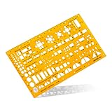 Aristo AR5061 Architektur Kombi Schablone 2 (1:100, Symbole für Grundrissdarstellung, Tuschenoppen, formstabiler PET-Kunststoff) orange-transparent