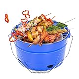 Uten Grilleimer Feuerkorb Grill BBQ Holzkohlegrill Kleinen Grill Mini Grill Tragbar Picknickgrill für Garten Camping Park Festivals Party BBQ-Geeignet für 1-4 Personen