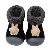 Generisch Baby Hausschuhe Cartoon warme Hausschuhe für Säuglinge gefütterte Winter-Innenschuhe Kinder Sneaker Mädchen 26 (Black, 25 Toddler)