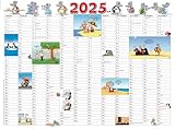 Uli Stein Kalender 2025 - Jahresplaner + Aufkleber-Geschenk - Wandkalender für 2025 - Jahreskalender 2025 mit witzigen Motiven - Cartoon Kalender
