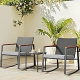 Bealife 3-teiliges Gartenmöbel-Set aus Rattan, für den Außenbereich, für Balkon, Veranda, Terrasse (grau)