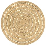Frdhee Teppich Wohnzimmer Groß,Teppich Handgefertigt Geflochten Jute 180 cm für Küche, Flur, Esszimmer, und Schlafzimmer