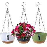 Duscdesp 3 Stück Blumenampel, Blumentopf Hängend für Innen Außen, Hängetopf für Pflanzen mit Drainagelöchern und Abnehmbarem Untersetzer, hängeampel Blumentöpfe zum Aufhängen für Haus Garten Balkon
