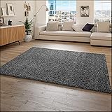 Paco Home Hochflor Teppich Wohnzimmer Shaggy Langflor Modern Einfarbig Ohne Muster, Grösse:60x100 cm, Farbe:Anthrazit