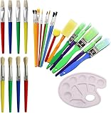 24 Stück Pinselset Kinder mit Mischpalette, Pinselset Schule,Pinsel Wasserfarben Kinder für Vorschulk und Anfänger, Ideal für Malaktivitäten und Schulprojekte