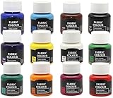 LiBozd Stoffmalfarben textilfarbe waschmaschinenfest zum malen 12x25ml Zum Verwendet dunkle und helle Textilien