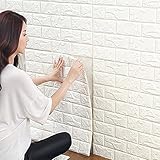 3D Tapete Wandpaneele Selbstklebend Ziegel,3D Ziegel Tapete,Steinoptik Tapete Wasserdicht Wandaufkleber,10 Stücke 38*35CM ,DIY Wandtapete,Geeignet für Küche, Bad, Schlafzimmer,Wohnzimmer (Weiß)
