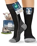 RØDER 3 Paar Wandersocken Herren Damen – 40 % Merinowolle, atmungsaktiv & gepolstert, kein Schwitzen, rutschfest & blasenfrei – ideal für Wandern, Trekking & Outdoor – (Schwarz,43-46)