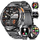 DREMAC Smartwatch Herren Militär,530 mAh Akku/1,43'' Amoled-Sportuhr mit Taschenlampe/3 Armbänders,120+ Sportmodi,IP68 Wasserdicht Fitnessuhr mit 24/7 Herzfrequenz,SpO2,Schlafmonitor für Android iOS