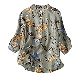 Bluse Damen Kurzarm Einfarbig Baumwoll-Leinen-Textur Baumwoll-Leinen-Hemd Damen Bluse in Schwarz (Green, L)