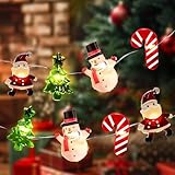 Koboko LED Weihnachtsbeleuchtung, 2m Lichterkette, 20 LEDs, Warmweiß, Schneemann und Weihnachtsbaum Design, Batteriebetrieben