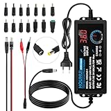 2A 72W Einstellbar Netzteil DC 3V ~ 36V Verstellbarer Universal Umschalter AC/DC Universal Adapter mit LED Spannungsanzeige und 5,5x2,5mm 16 Tipps, für Haushaltselektronik - 2000mA Max