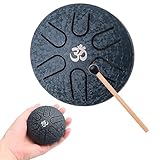 Aedcbaide Zungentrommel Tragbare Mini Trommel 3 Zoll 6 Töne Steel Tongue Drum, D-Dur Klangschale Handpan Instrument mit Schlägeln für Kinder Meditation Yoga Klangheilung Garten Weihnachten (Blau)