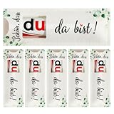 BOFUNX 24pcs Schön dass du da bist Gastgeschenke Hochzeit Eukalyptus Muster Hülle Filz Geschenk für Schokolade Verpackung Gastgeschenk für Hochzeit Geburtstag Abschluss Kommunion Konfirmation Taufe