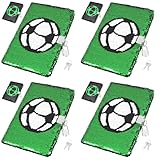 Housoutil Fußball-Pailletten-Tagebuch Mit Schloss 4-Teiliges Fußball-Muster-Tagebuch Grünes Kindertagebuch Für Jungen Kinder Und Mädchen