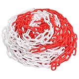 Chusui Absperrkette, Kettenpfosten, Sicherheitsketten Für Auto, Absperrband, Kunststoffkette, Parkplatzmarkierungen, Rot und Weiß 30 m Ø8 mm Kunststoff