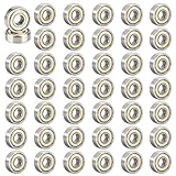 40 Stück Kugellager 608 ZZ, 608 Kugellager 8mm x 22mm x 7mm Metall Double Shielded Miniatur Rillenkugellager für Skateboard Roller Inline Skates und Rollerblades (608ZZ, Silberfarben, 40 Stück)