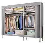 Tragbarer Kleiderschrank aus Segeltuch mit Kleiderstange und Regalen, 126 x 46 x 173 cm, Stoffschrank für Schlafzimmer, Wohnzimmer, Aufbewahrungslösung, tragbarer Kleiderständer