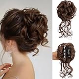 Haarteil für Hochsteckfrisuren, Klaue, Dutt, Haarteil, elastischer Kordelzug, synthetische Claw Clip Messy Bun Hair Piece Tousled Updo Hair Buns Extension für Damen (Medium Brown)