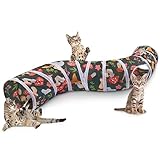 Hedgeink Katzentunnel S-förmig mit Spielzeugball – Faltbarer Katzenspielzeug Tunnel & Peekaboo Katzenhöhle für Katzen, Kaninchen, Meerschweinchen & Frettchen