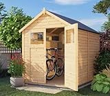 Alpholz Gerätehaus Alisha aus Fichten-Holz, Gartenhaus mit 14mm Wandstärke, Holzhaus inklusive Montagematerial, Geräteschuppen Größe: 202 x 252 cm, Satteldach