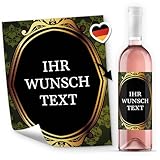 Flaschenetiketten mit Text personalisiert - 8 Etiketten Wein & Sekt Flaschen | Premium Flaschen-Aufkleber selber gestalten – Hochzeit, Geburtstag, Weihnachten, Geschenk Sticker – VIP schwarz Gold-Look