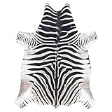Teppich künstliches Rindsleder, Zebra, weiß schwarz Leder 100x150 cm