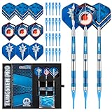 CyeeLife Dartpfeile mit Kunststoffspitze 90% Tungsten 3 Stück 90% Wolfram Soft Darts,Professionelles Darts Set mit Flights, Schäfte und Spitzen (Blau)