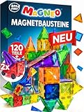 Magneo® Magnetische Bausteine (120 teilig inkl. 2 Autos) - Magnetbausteine für Kinder ab 3 Jahren - Pädagogisches Magnetspielzeug - Kreatives Magnet Spiel mit starken Magneten - Geschenk Idee