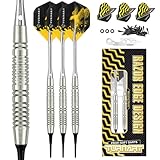 Turnart Dartpfeile mit Kunststoffspitze,18g Brass Softdarts,dartpfeile Profi für Elektronische Dartscheibe,Dart Set mit 30pcs Dartpfeil Spitzen 6 Flights 6 Flügen 1 Werkzeug und 3 O-Ringe