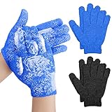 WLLHYF 2 Paar doppelseitige Peeling-Handschuhe Entfernen von abgestorbenen Haut Schwielen Akne Deep Clean Peeling Waschlappen Spa Massage Body Scrub Baden Zubehör