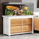 WYHBXD WeißEr Aquarienunterschrank Mit Vergoldeter GlastüR – GeräUmiger 2-StöCkiger Aufbewahrungsschrank FüR Aquarien Ideal FüR Moderne Und Rustikale Einrichtungsstile(80x45x70cm/31x18x28)