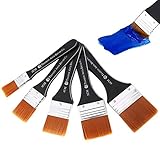 Phoetya Aquarell Acryl Flachpinsel-Set, 5 Stück Professioneller Ölpinsel Acrylglasur-Pinsel Künstlerpinsel Nylonpinsel-Werkzeugsatz für Kunst und Malerei (20/30/40/50/60 mm)