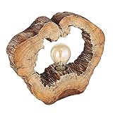 GLOBO LIGHTING Tischleuchte Baumstamm Nachttischleuchte Holzoptik Tischlampe Baumscheibe, Kunststoff, 1x E27, LxH 30,5 x 25,5 cm