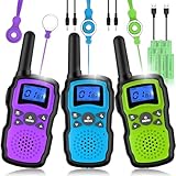 Wishouse Walkie Talkie Kinder 3er Set, Weihnachten Geburtstagsgeschenk für Mädchen Junge ab 4 5 6 7 8 9 10 Jahre,Funkgeräte Erwachsene Große Reichweite Usb Aufladbar mit Akku,Outdoor Camping Spielzeug