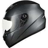 Favoto Motorradhelm Integralhelme für Erwachsene Vollvisierhelm Mopedhelm für Herren Damen Atmungsaktiv ECE Zertifiziert XL (61cm) Kohlefaser