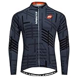 Herren Fahrrad-Shirts Langarm Atmungsaktiv Rennradtrikot Reflektierende Fahrradjacke Indoor Outdoor Fahrrad Sportbekleidung, GRAU, Klein