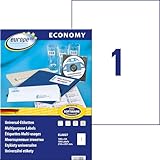 Europe100 Art. ELA027 Universal Etiketten (100 Klebeetiketten, 210x297mm auf A4, Papier matt, individuell bedruckbar, selbstklebende Versandaufkleber, kompatibel zu AVERY 3478) 100 Blatt, weiß