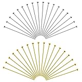 TOAOB 200 Stück Nietstifte 50 mm Kugelkopfstifte Gold Und Silber Kopfstifte Metall Schmuckstifte Headpins Kettelstifte Schmuck Zubehör für Ohrring Halsketten Schmuckherstellung Anhänger