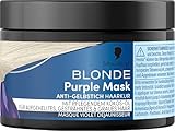 Schwarzkopf Blonde Purple Mask (150 ml), Purple Mask mit Anti-Gelbstich Effekt, neutralisiert Gelbtöne und pflegt aufgehelltes, gesträhntes & graues Haar, vegan & silikonfrei
