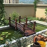 CMYUN Gartenbrücke 140 cm Gartenbrücke für Draußen, Karbonisierte Holzbrücke für Teichhof, Gartendeko-Bogensteg für Schwere Beanspruchung, Dekorationsbrücke für Park Und Bauernhof