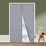 MAGZO Thermo Türvorhang Kälteschutz 90 x 200 cm, Magnetischer Wärmeschutzvorhang für Türen Verdickter Oxford-Stoff Thermvorhang Tür, Grau