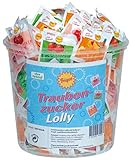 Frigeo Ahoj-Brause Traubenzucker-Lolly in drei Geschmacksrichtungen: Erdbeer Tropic und Kirsch 100 Stück im Eimer (750 g) | 100 Stück (1er Pack)
