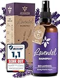 Heldengrün® Lavendelspray Gute Nacht [Bio-LAVENDELÖL] - Lavandula Angustifolia - Lavendelspray für Kopfkissen - Raumspray Lavendel - blumig & frisch