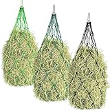 Cerkkapo Heunetz für Pferde, 3 Stück Heunetz, Heunetz für Pferde 36in,Heunetz Engmaschig (12.5 cm) mit Ringen und Karabinerhaken, Heusack, Heusack für Pferde für Pferde Ponys alte Pferde Ziegen Tiere